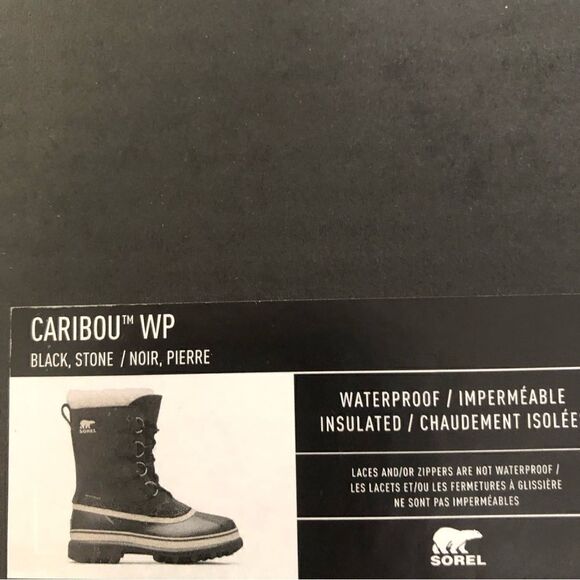 Sorel Caribou Waterproof Snow Boots Black Stone Size 7.5 - Picture 5 of 10